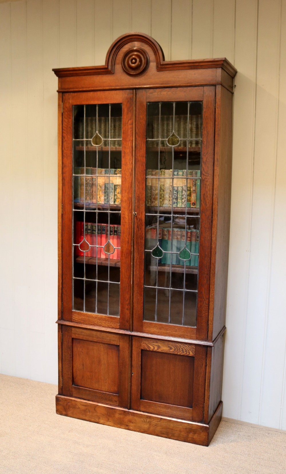 Tall Oak Cabinet Bookcase View III