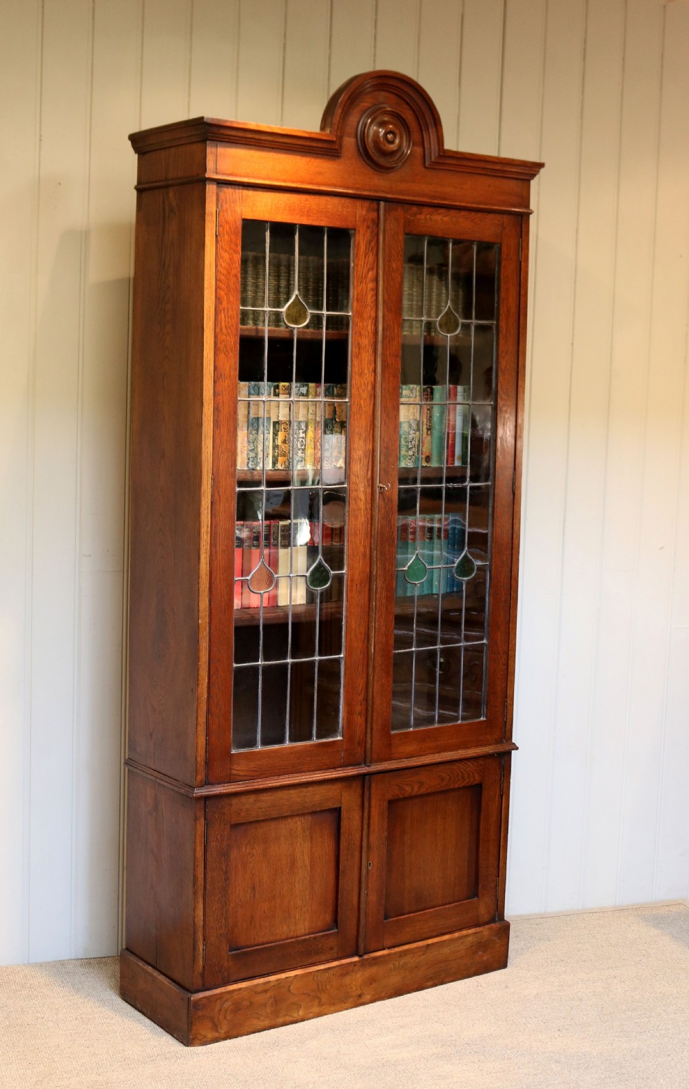 Tall Oak Cabinet Bookcase View V