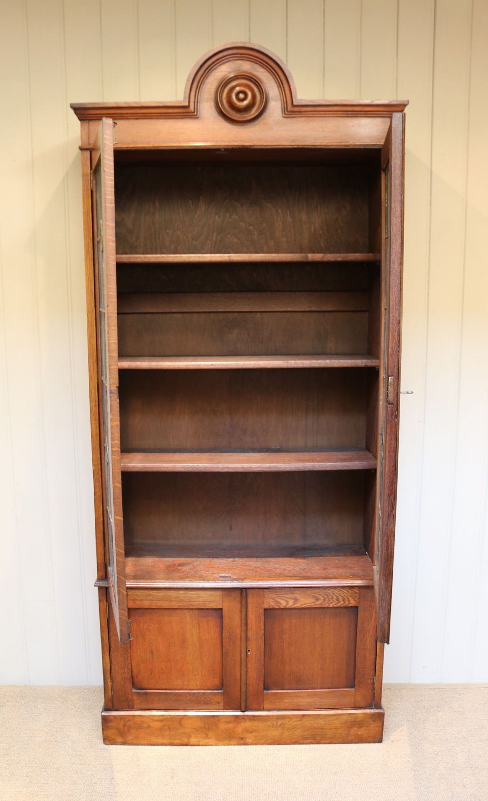 Tall Oak Cabinet Bookcase View VI