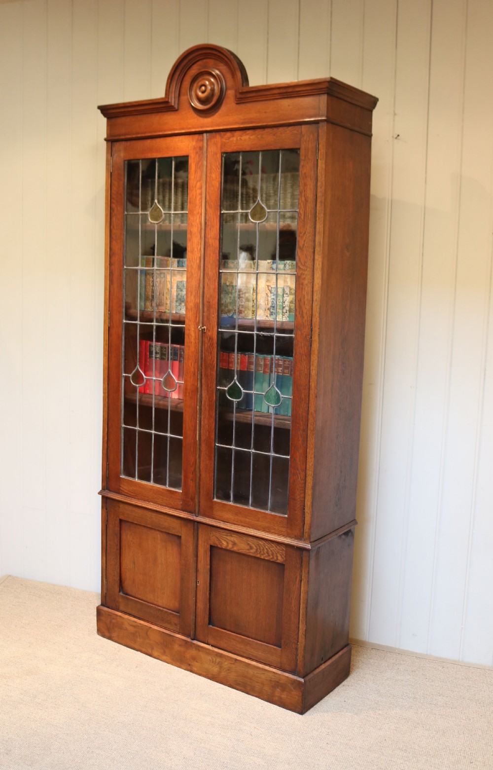 Tall Oak Cabinet Bookcase View VIII