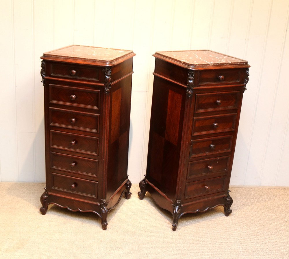 Pair Of French Rosewood Marble Top Bedside Cabinets View IV