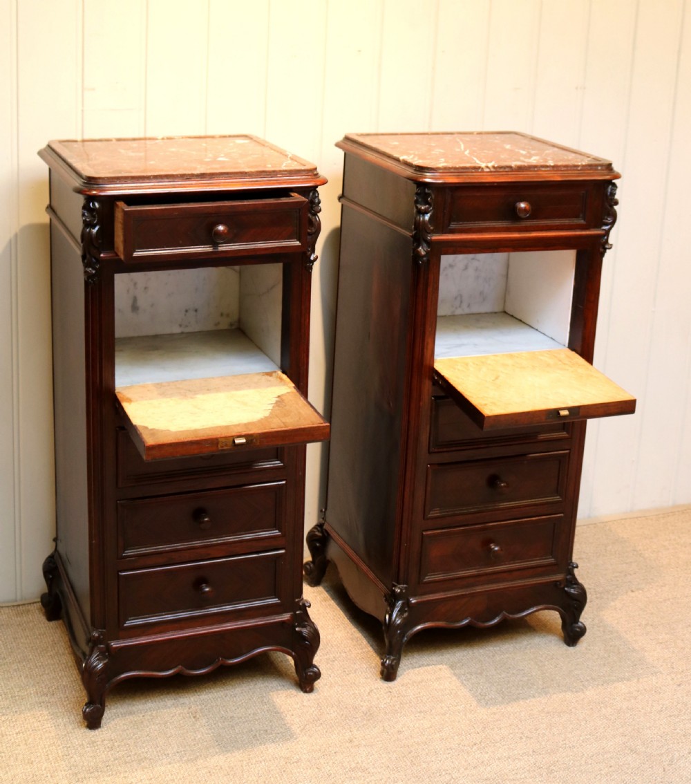 Pair Of French Rosewood Marble Top Bedside Cabinets View VII