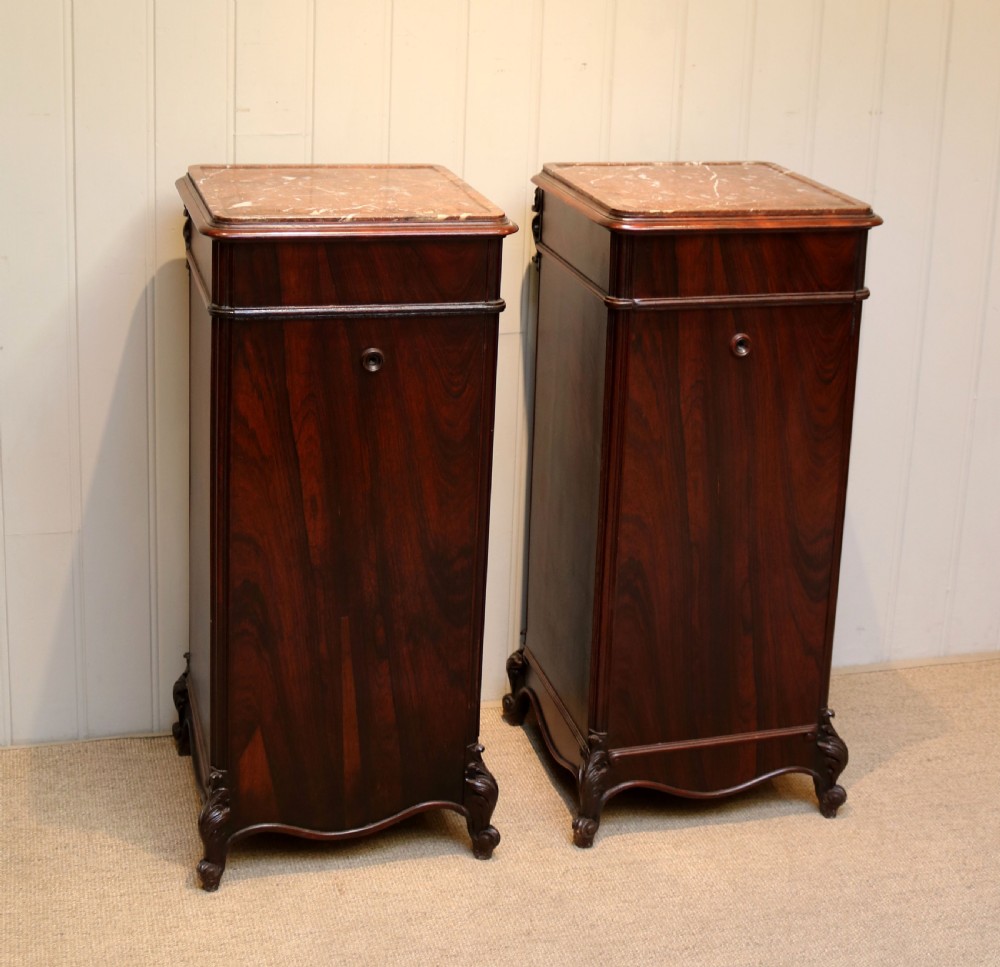 Pair Of French Rosewood Marble Top Bedside Cabinets View VIII