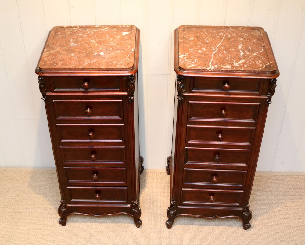 Pair Of French Rosewood Marble Top Bedside Cabinets View IX