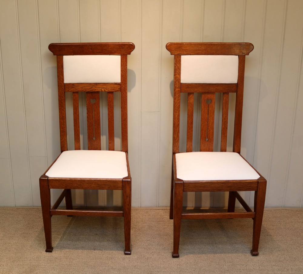 Set Of Six Oak Arts And Crafts Dining Chairs View II