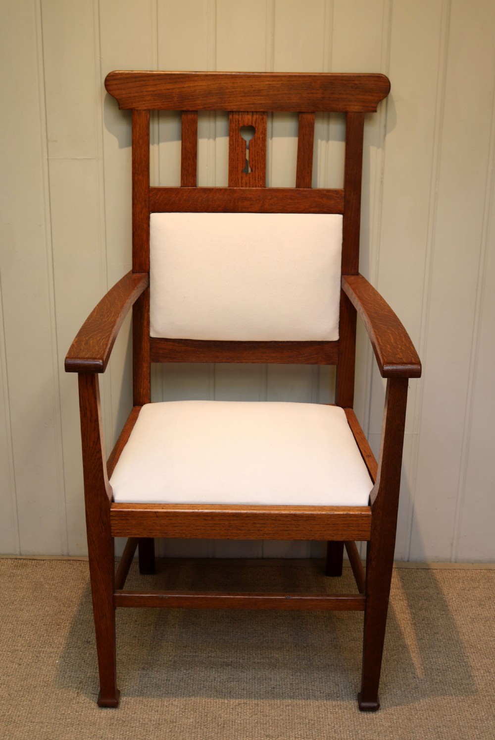 Set Of Six Oak Arts And Crafts Dining Chairs View III