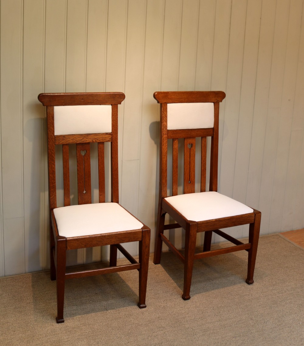 Set Of Six Oak Arts And Crafts Dining Chairs View V