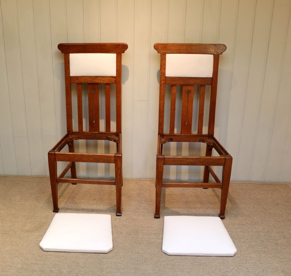 Set Of Six Oak Arts And Crafts Dining Chairs View VII