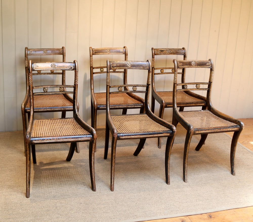 Set Of Six Regency Cane Seat Chairs View III