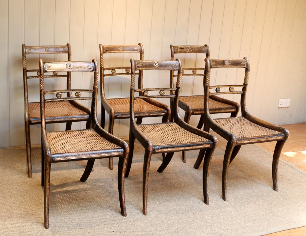 Set Of Six Regency Cane Seat Chairs View V
