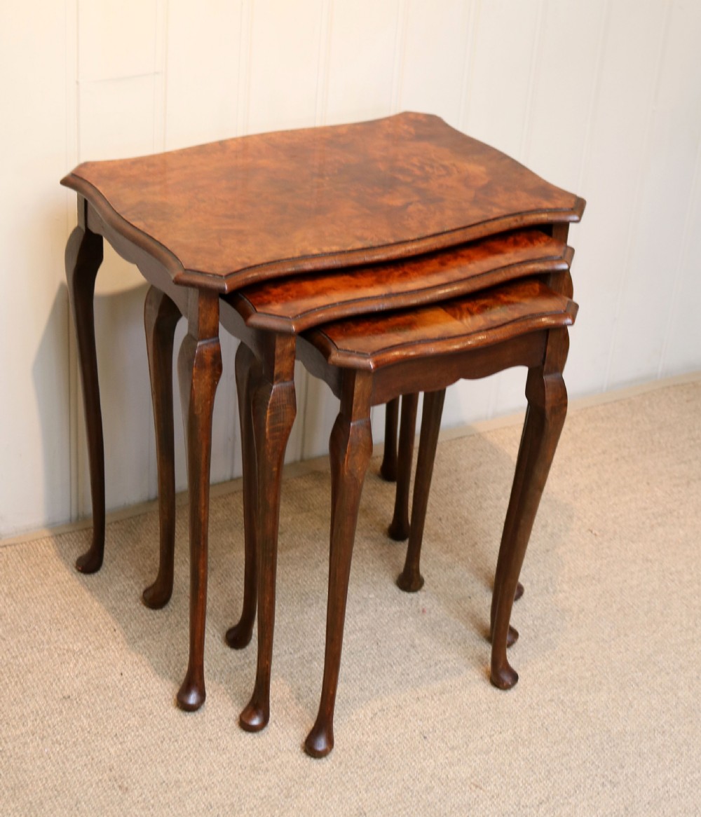 Burr Walnut Nest Of  Three Tables View II