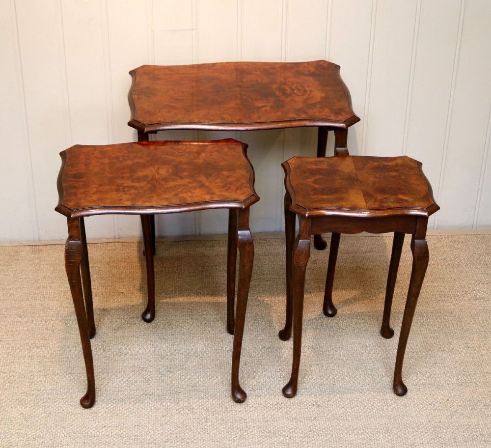 Burr Walnut Nest Of  Three Tables View III