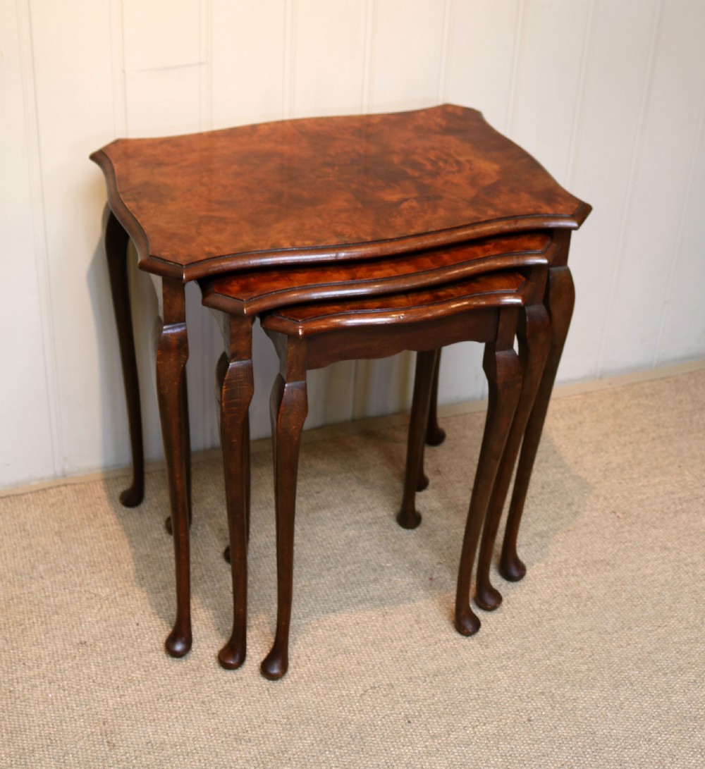 Burr Walnut Nest Of  Three Tables View V