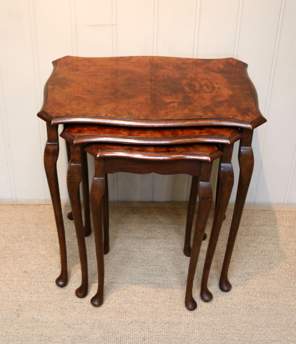 Burr Walnut Nest Of  Three Tables View VII
