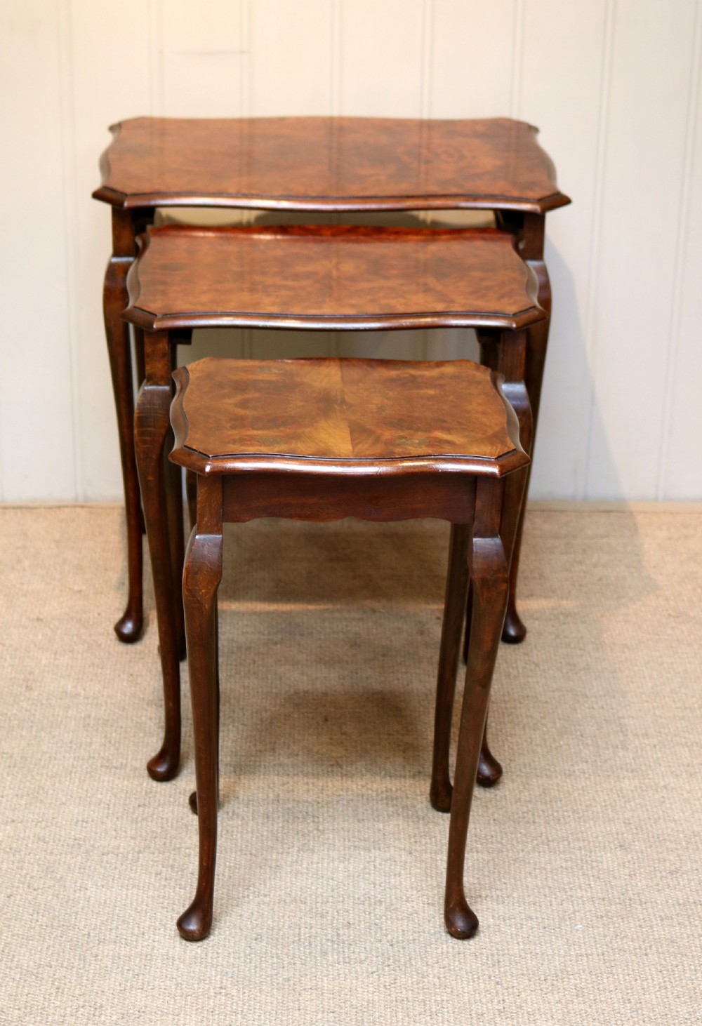 Burr Walnut Nest Of  Three Tables View VIII