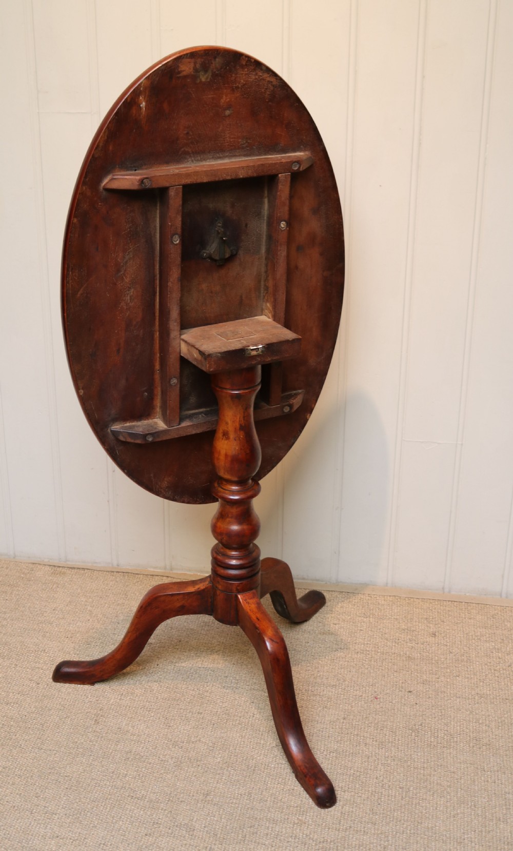 Early 19th Century Rustic Fruit Wood Tilt Top Occasional Table View V