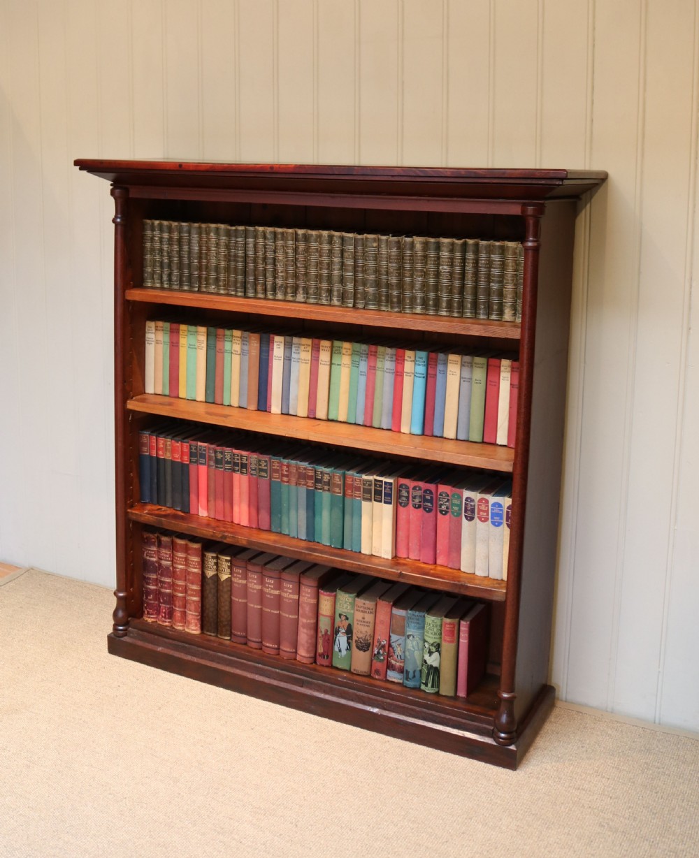 Rustic Mahogany And Pine Open Bookcase