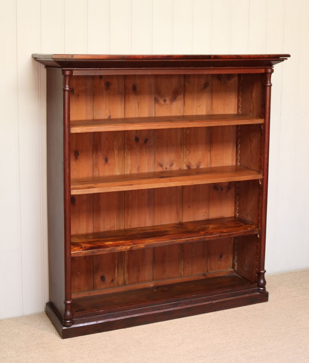 Rustic Mahogany And Pine Open Bookcase View II