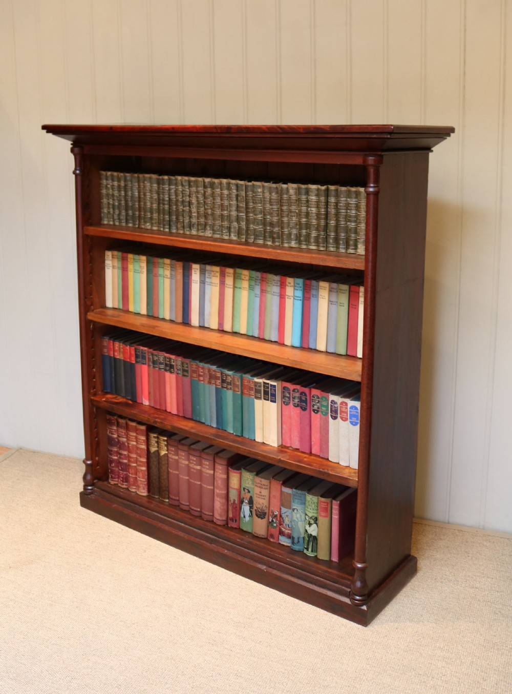 Rustic Mahogany And Pine Open Bookcase View V