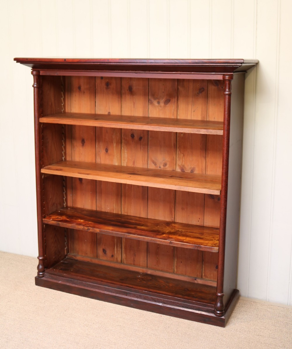 Rustic Mahogany And Pine Open Bookcase View VI