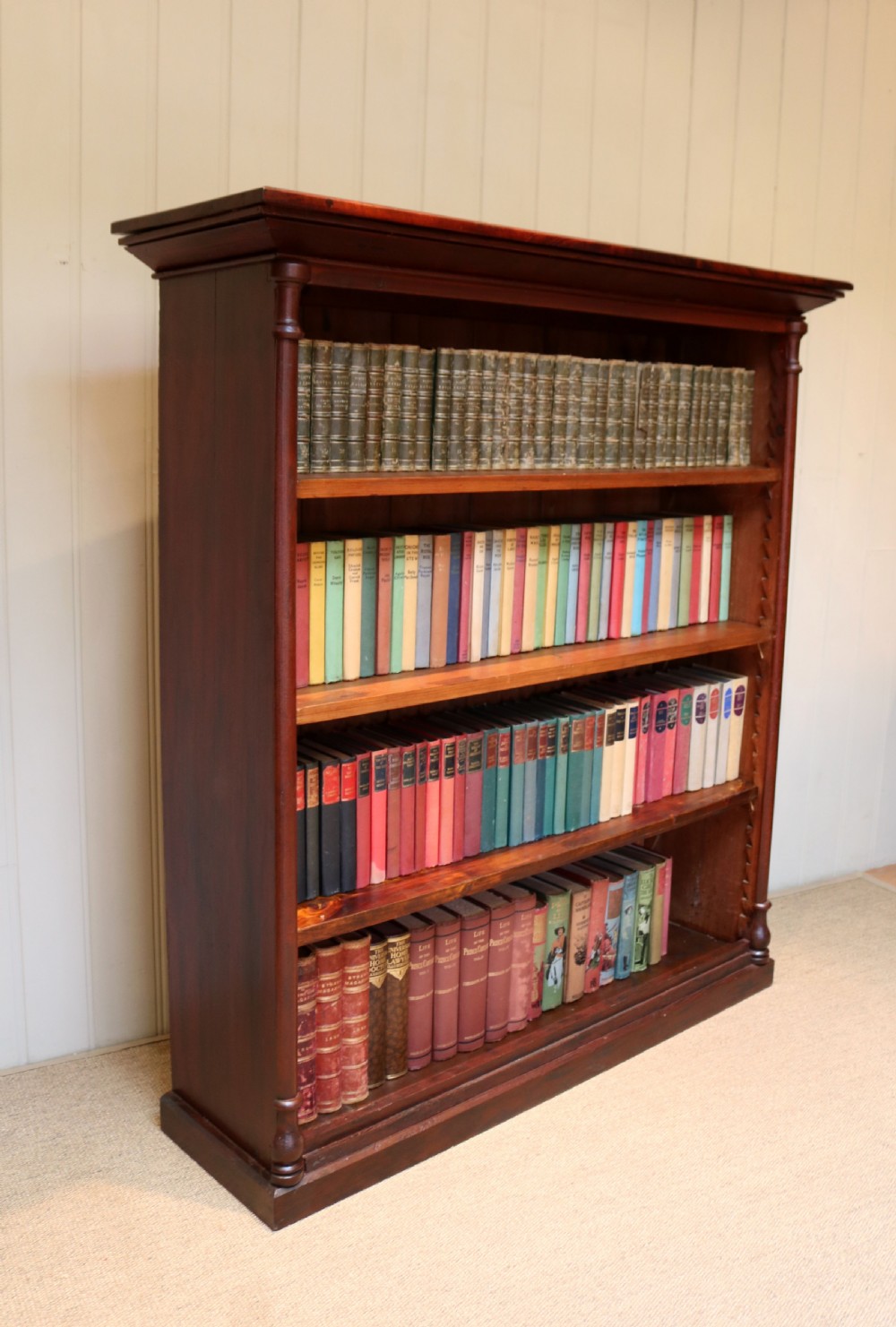 Rustic Mahogany And Pine Open Bookcase View VII