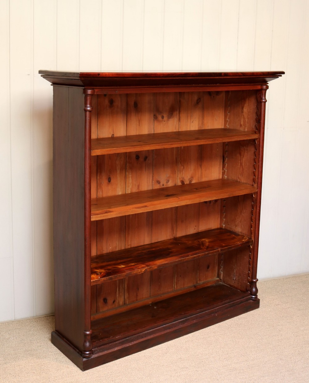 Rustic Mahogany And Pine Open Bookcase View VIII