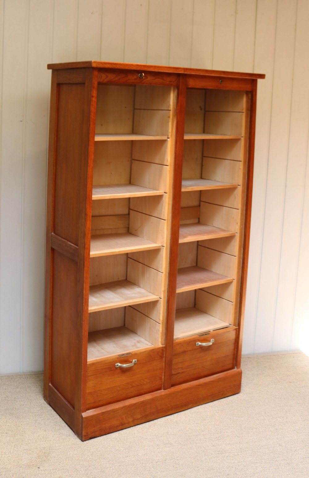 French Oak Double Tambour Front Filing Cabinet View VI