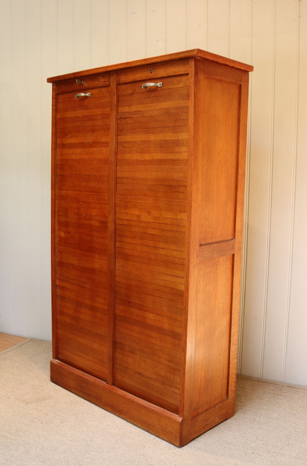 French Oak Double Tambour Front Filing Cabinet View VIII