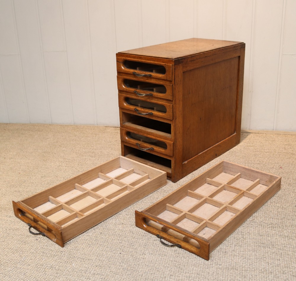 Set Of Oak Haberdashers Drawers View III