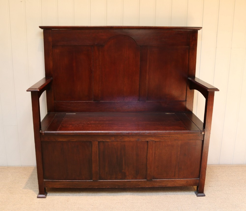 Edwardian Oak Bench View IV