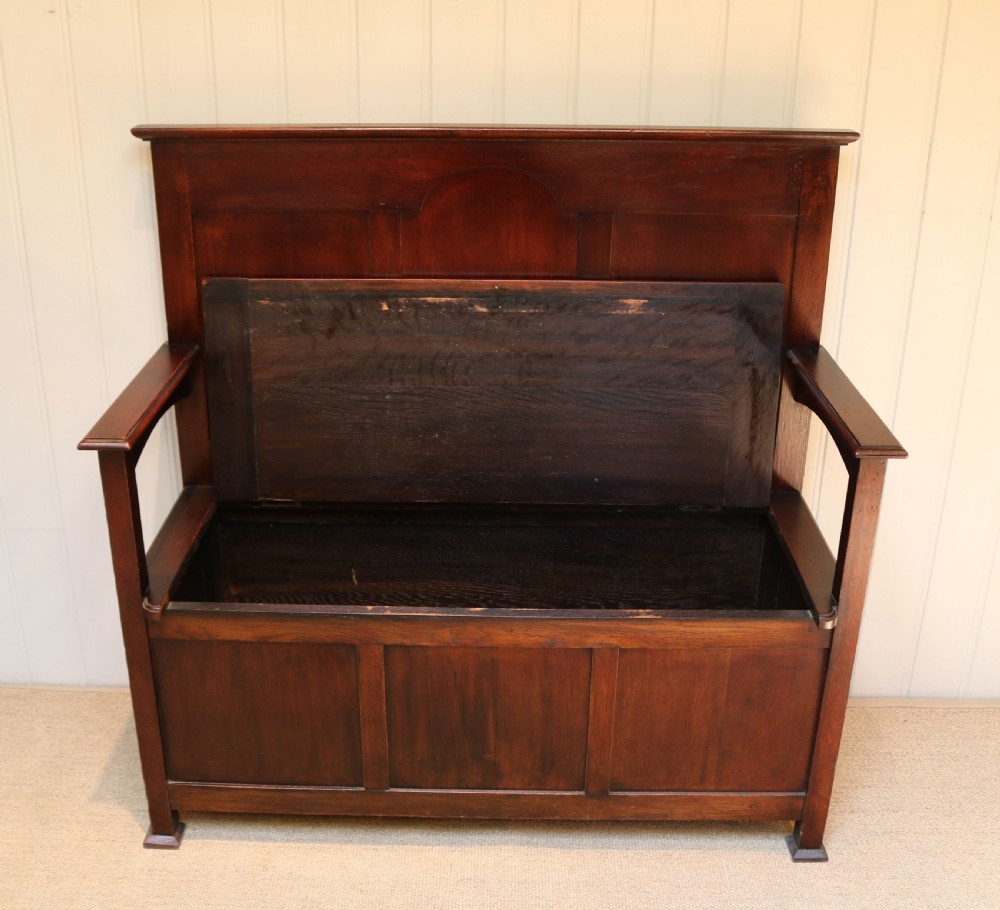 Edwardian Oak Bench View V