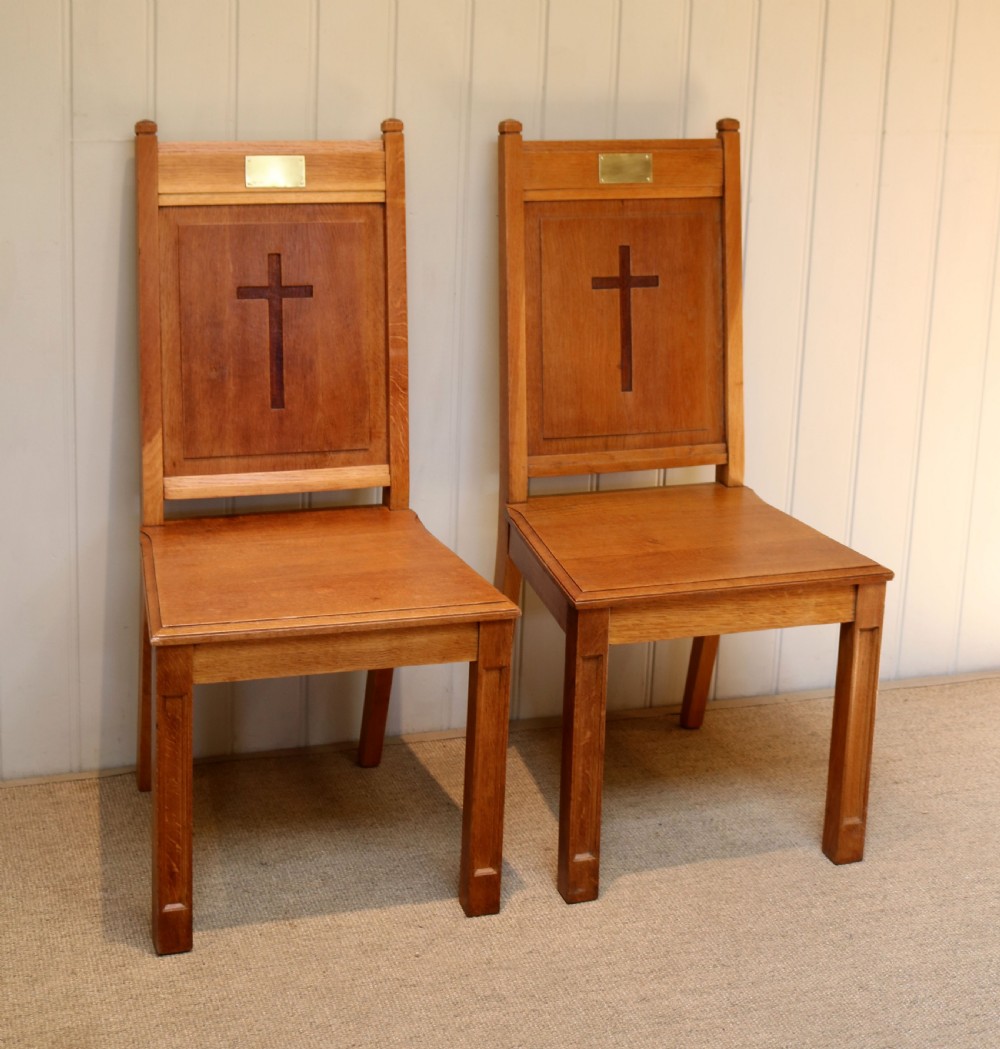 Pair Of Solid Oak Church Chairs View II