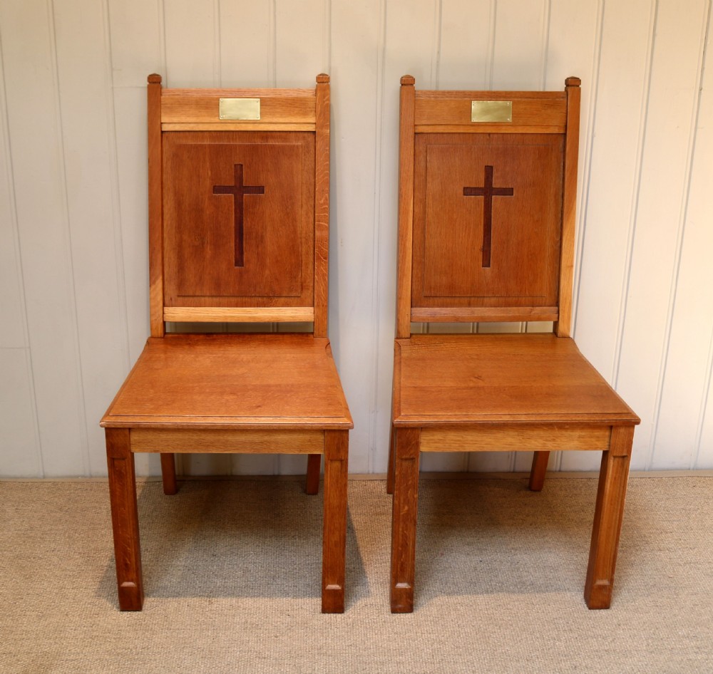 Pair Of Solid Oak Church Chairs View III