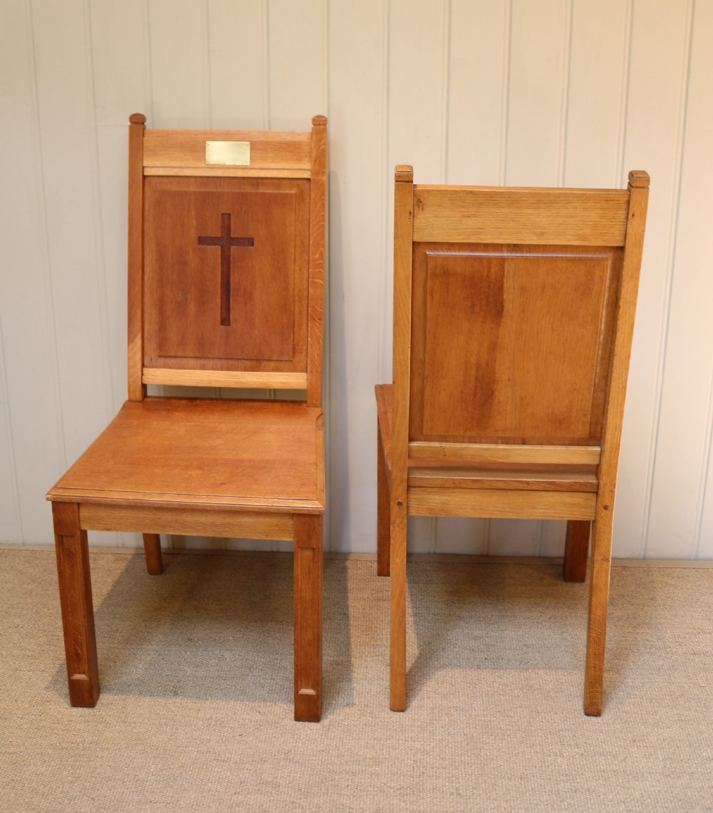Pair Of Solid Oak Church Chairs View V