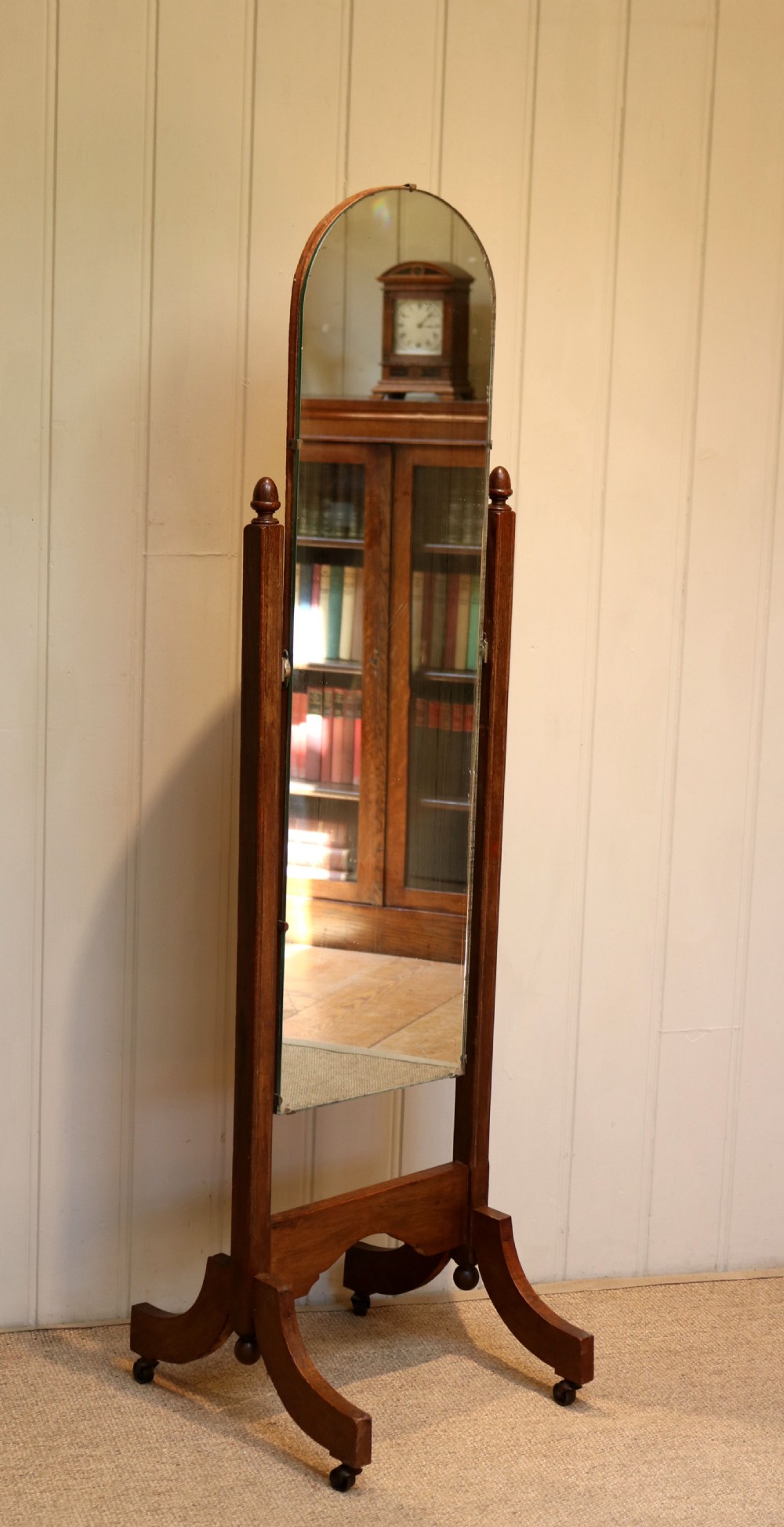Small Proportioned Oak Framed Cheval Mirror View II
