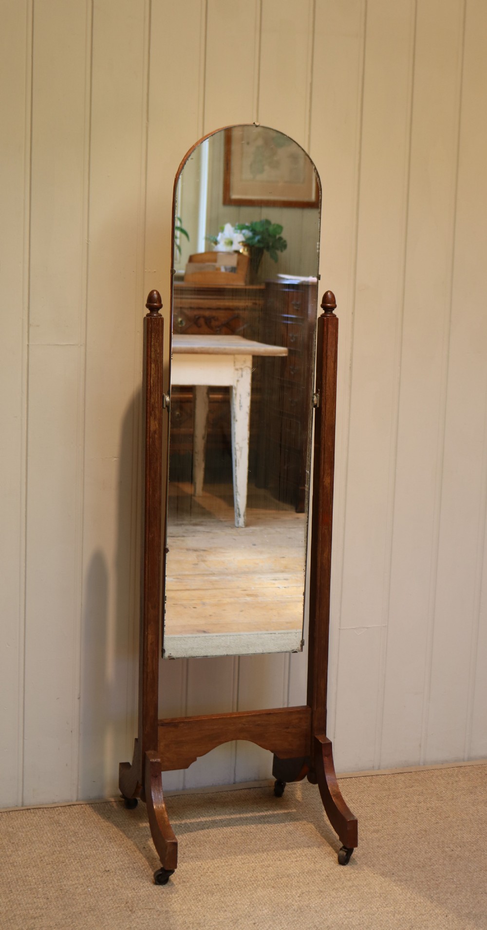 Small Proportioned Oak Framed Cheval Mirror View VI