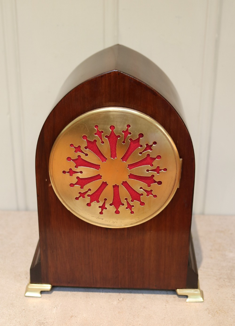 Mahogany Inlaid Lancet Top Mantel Clock View IV