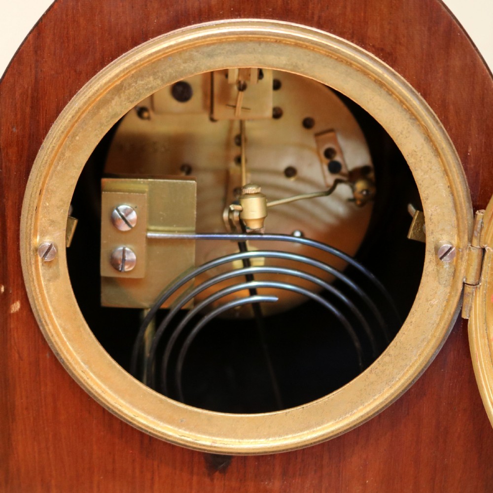 Mahogany Inlaid Lancet Top Mantel Clock View V
