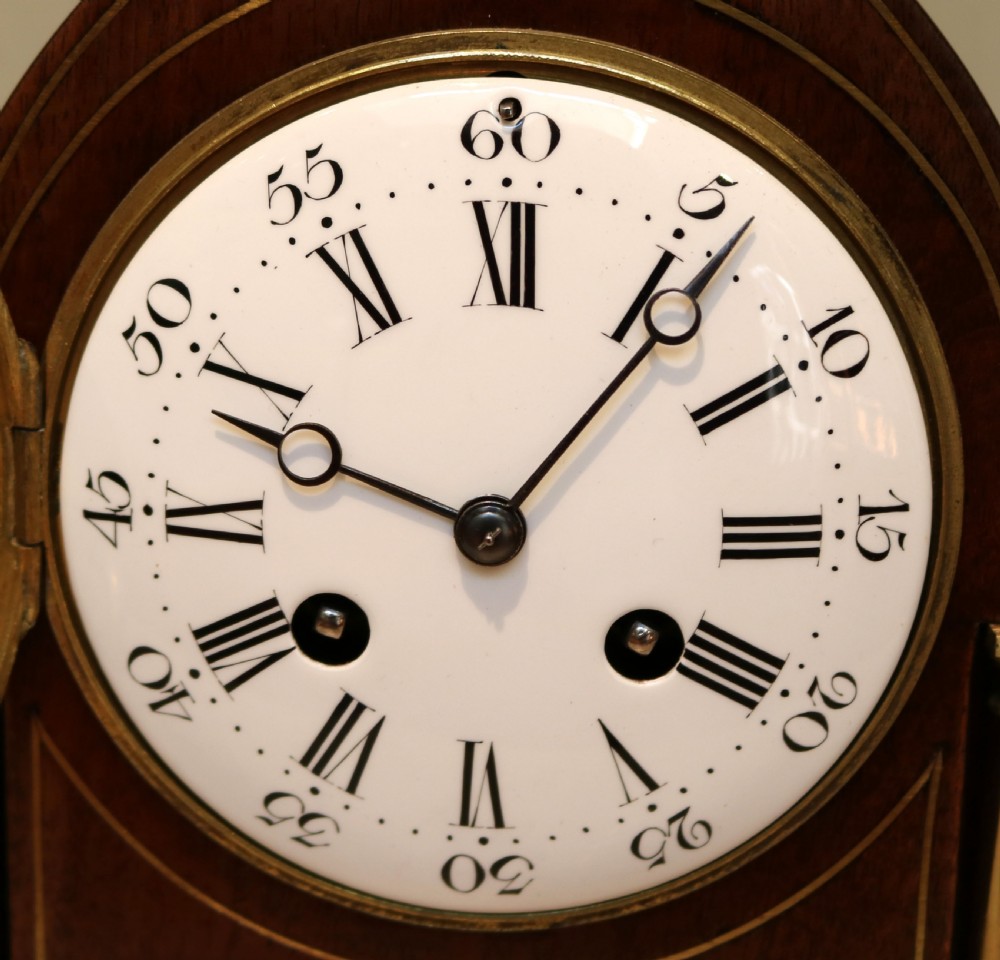 Mahogany Inlaid Lancet Top Mantel Clock View VI
