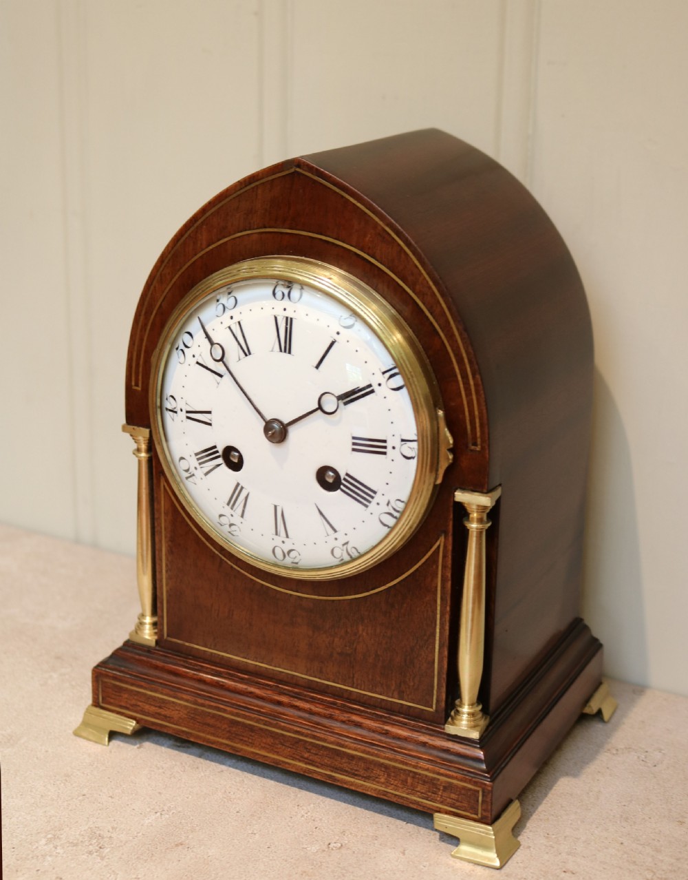 Mahogany Inlaid Lancet Top Mantel Clock View VIII
