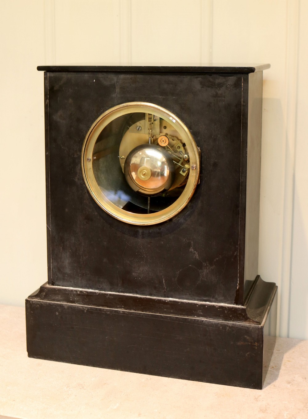 Late 19th Century Polished Slate Mantel Clock (France, c. 1870) View VII