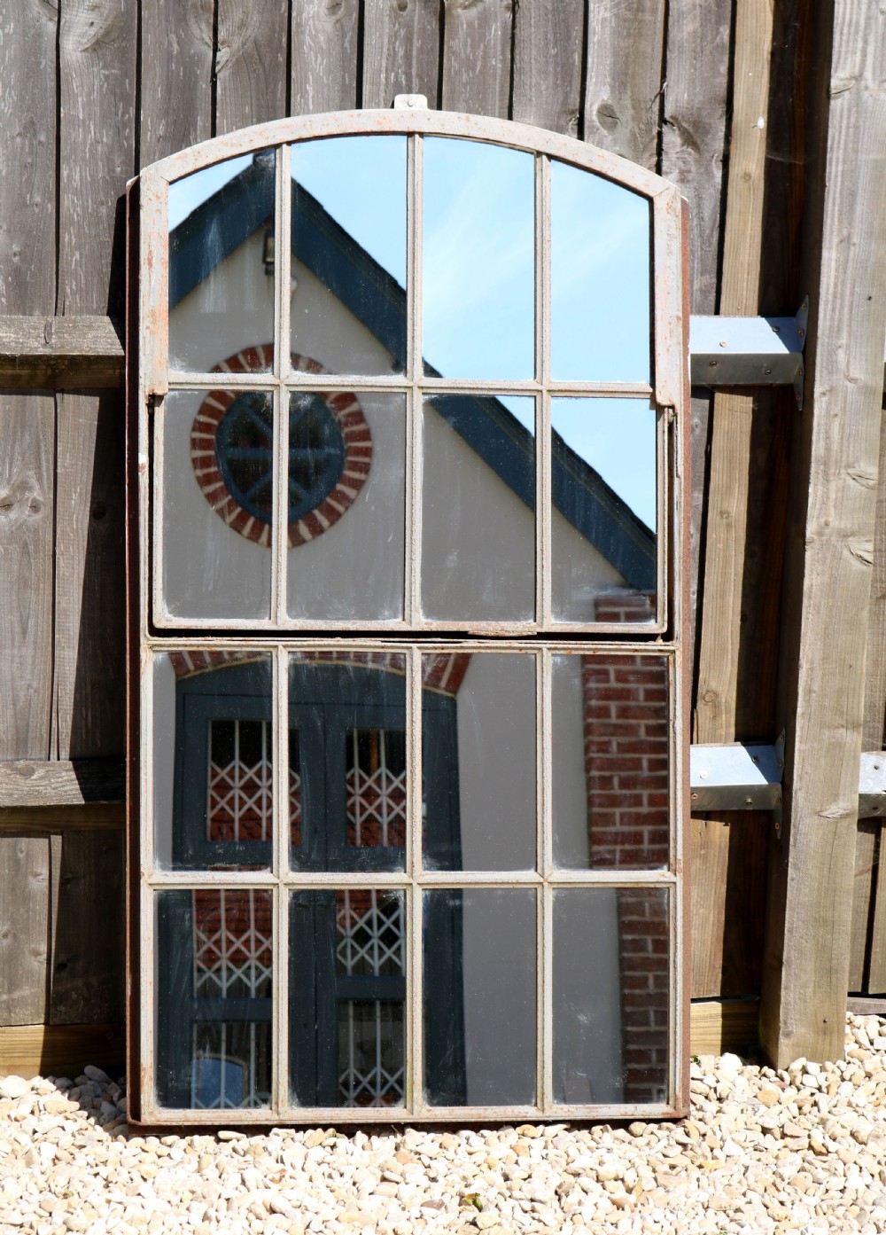 Metal Framed Painted Window Mirror View VI