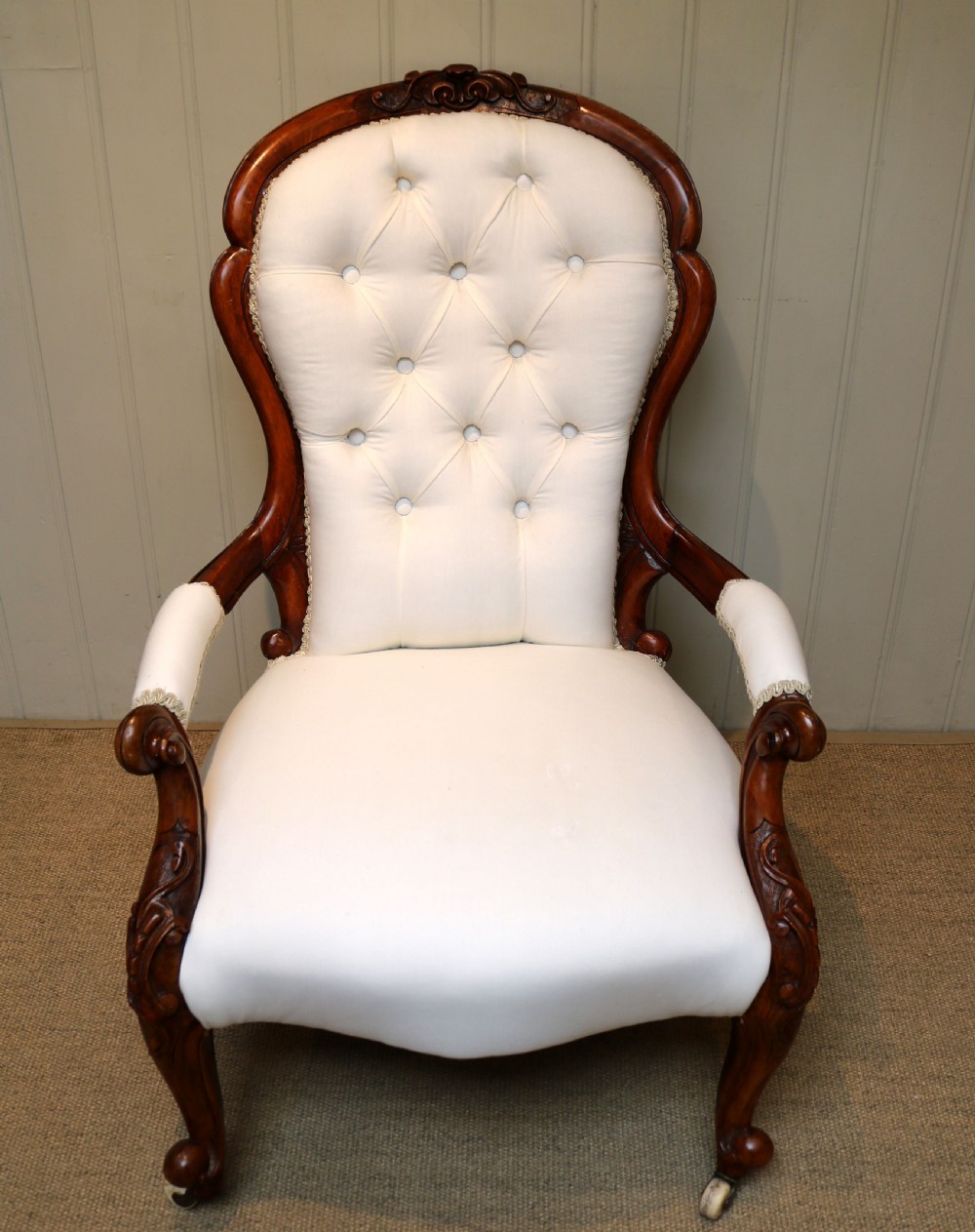 Victorian Button Back Walnut Chair View III