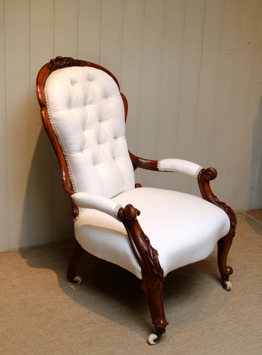 Victorian Button Back Walnut Chair View IV
