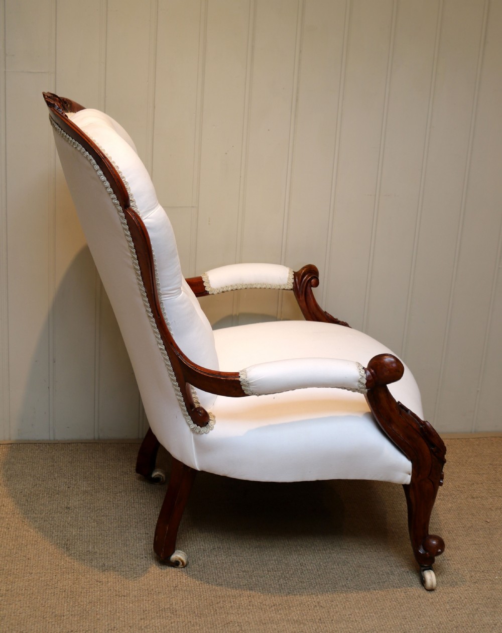 Victorian Button Back Walnut Chair View V