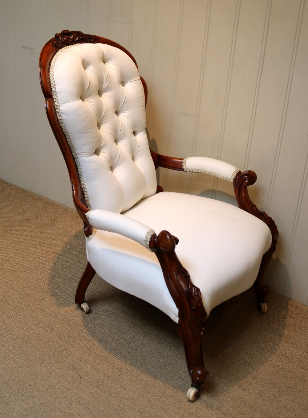 Victorian Button Back Walnut Chair View VI