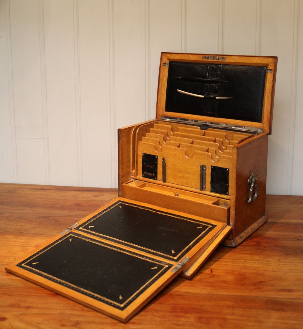 Edwardian Oak Writing Box View VII