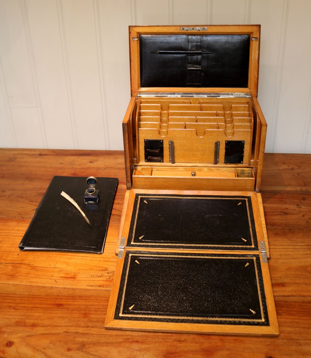 Edwardian Oak Writing Box View VIII