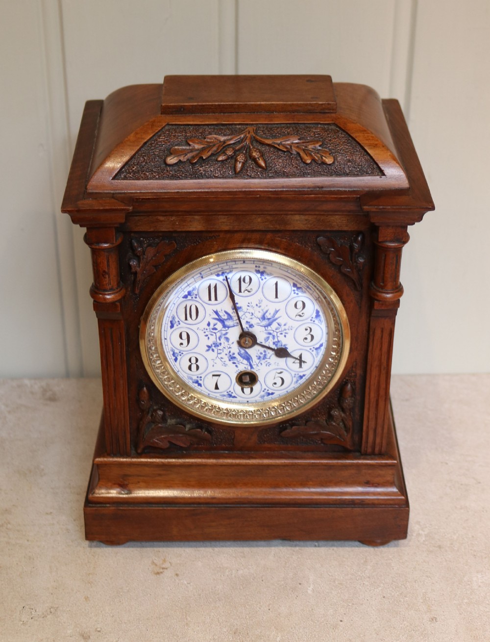 Arts and Crafts Walnut Mantel Clock View II