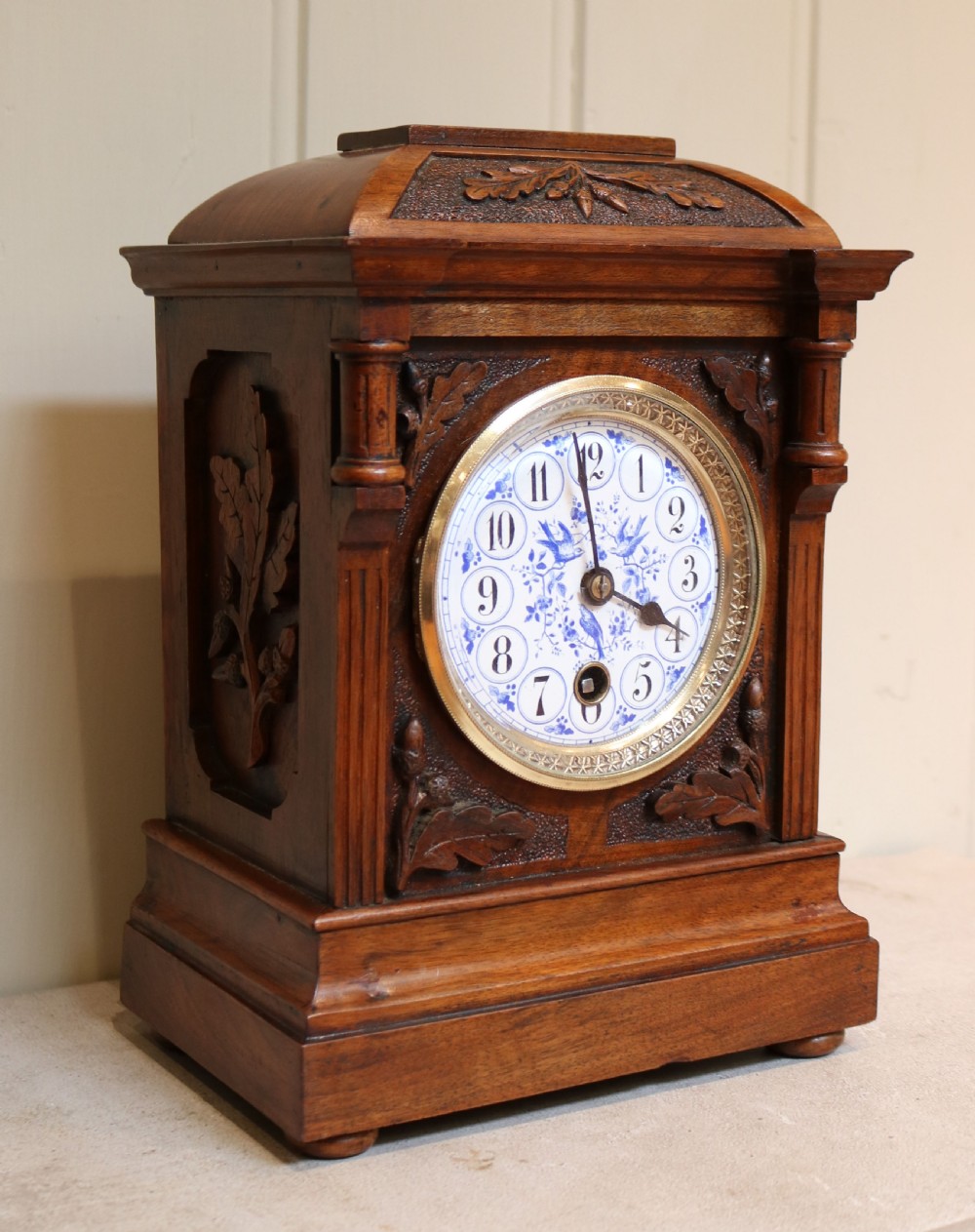 Arts and Crafts Walnut Mantel Clock View III